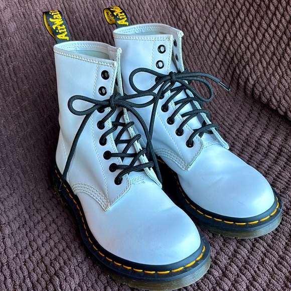 Dr. Martens White Leather Boots - Picture 1 of 9